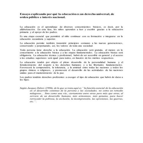 La declaración universal de los derechos humanos y la educación | PDF
