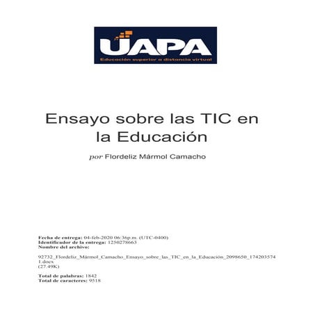 Ensayo sobre la TIC en la educación