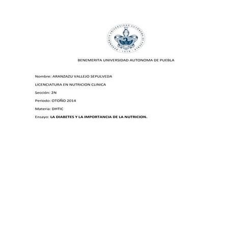 La diabetes y la importancia de la Nutrición