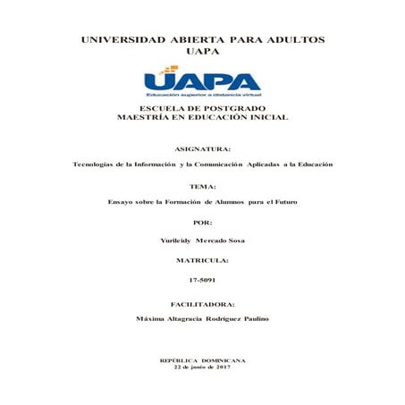 Ensayo formacion de alumnos para el futuro