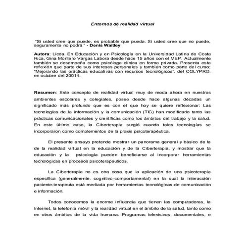 Ensayo Realidad virtual