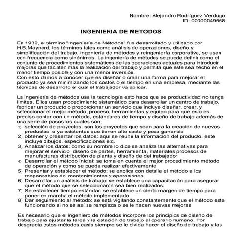 Ensayo (Ingenieria de metodos)