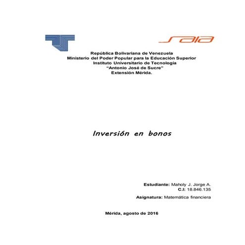 Ensayo inversion en bonos maholy