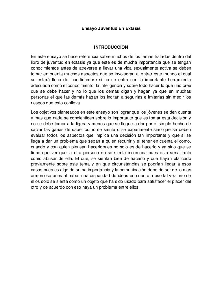 Ensayo juventud en extasis