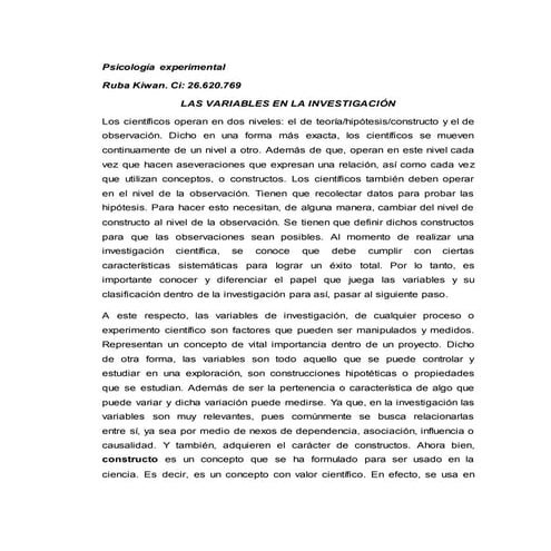 Ensayo - las variables en la investigación