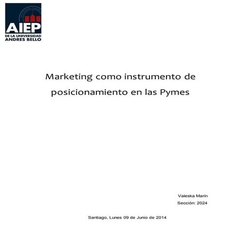 MARKETING COMO INSTRUMENTO DE POSICIONAMIENTO DE LAS PYMES 
