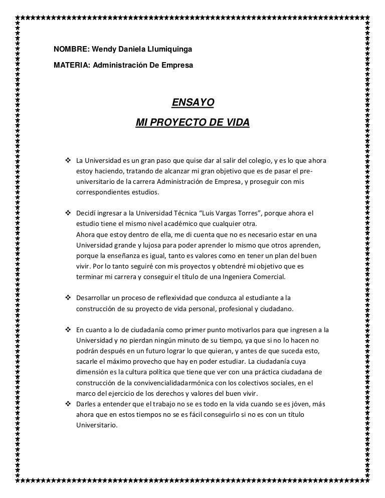 Ensayo mi proyecto de vida