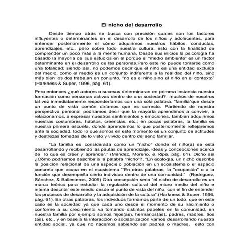 Ensayo nicho del desarrollo