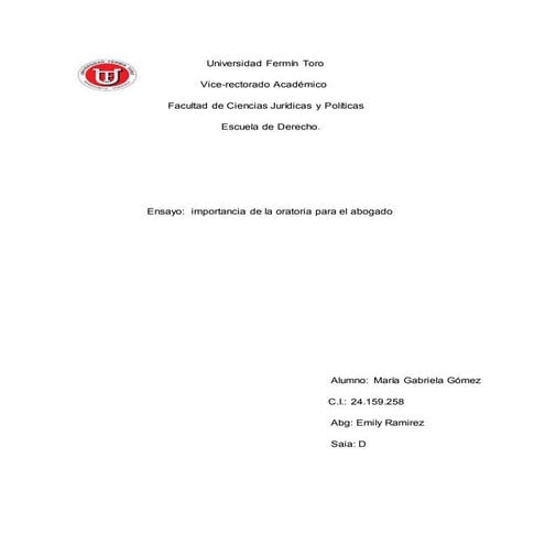 Ensayo importancia de la oratoria