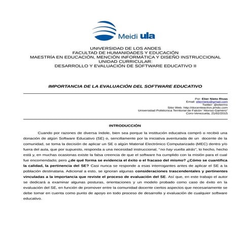 Ensayo: Importancia de la Evaluación del Software Educativo