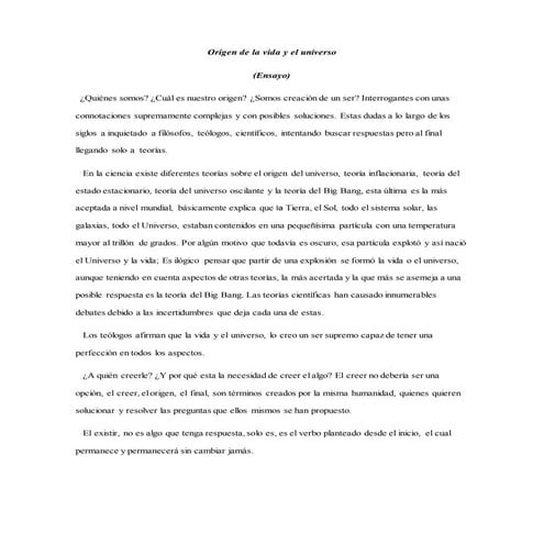 Origen de la Vida y el Universo