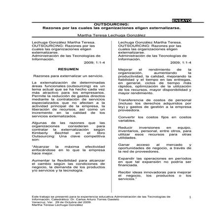 Ensayo Outsourcing Capitulo 2
