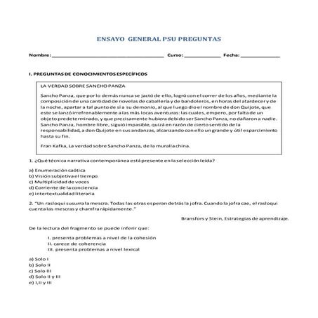 Ensayo psu 30 preguntas
