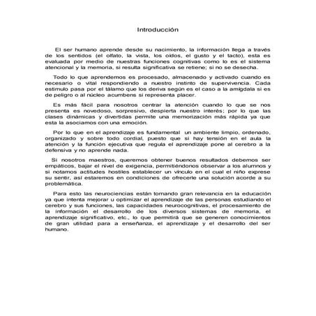 Ensayo reflexivo sobre las neurociencias y el aprendizaje