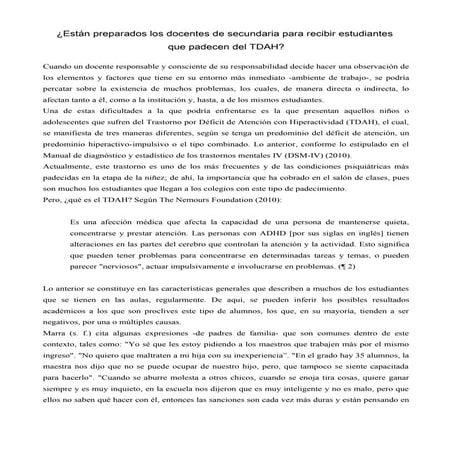 Ensayo sobre deficit atencional e hiperactividad