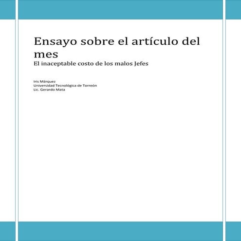 Ensayo sobre el artículo del mes