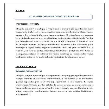 Ensayo sobre el tejido conjuntivo
