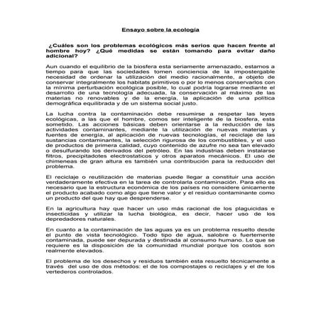 Ensayo sobre la ecología doc