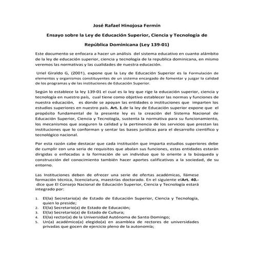 Ley de educacion superior | PDF
