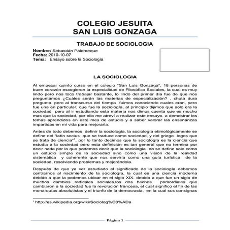 Ensayo sobre la sociologia