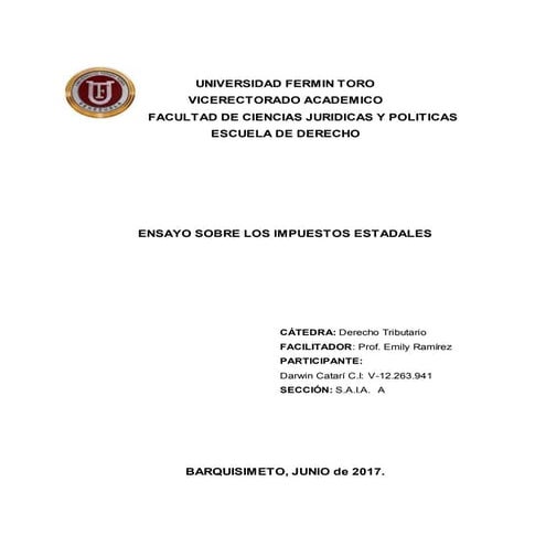 Ensayo sobre los impuestos estadales