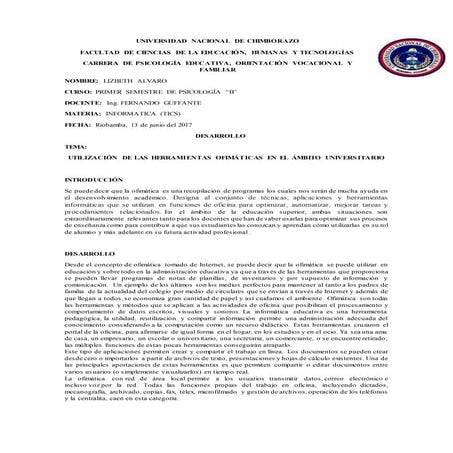 Ensayo sobre herramientas ofimatica