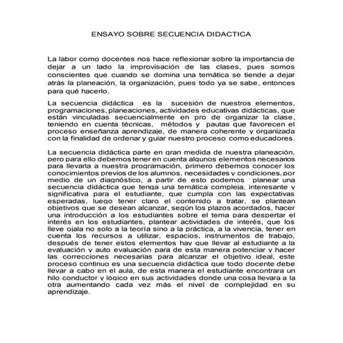 Ensayo sobre secuencia didactica
