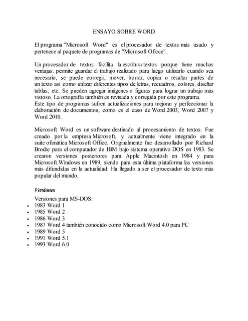 Ensayo sobre word