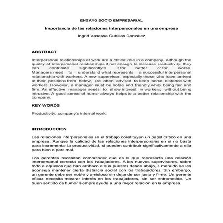 Ensayo socio empresarial