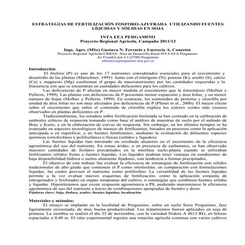 Ensayos soja  inta 2011