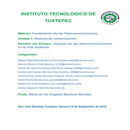 Ensayo telecomunicaciones