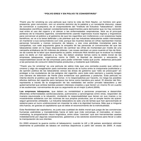 Ensayo thank you for smoking