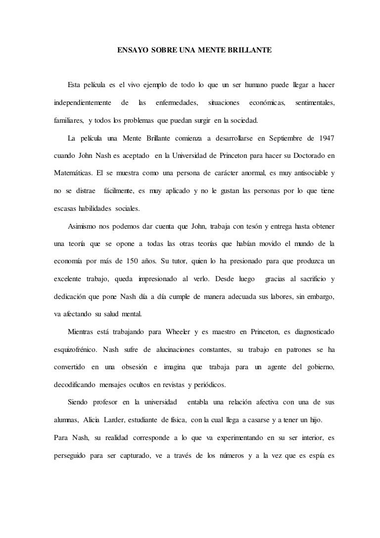 Ensayo Una Mente Brillante