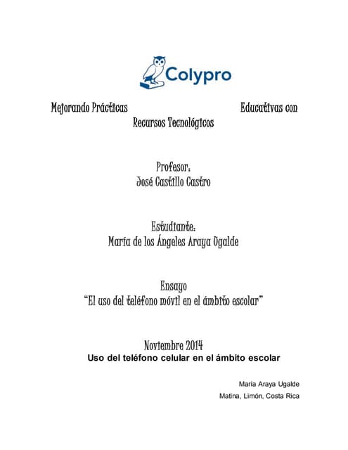 Ensayo uso del télefono movil en el...