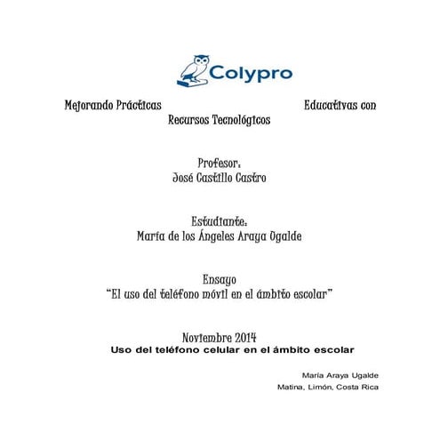 Ensayo uso del télefono movil en el ambito escolar