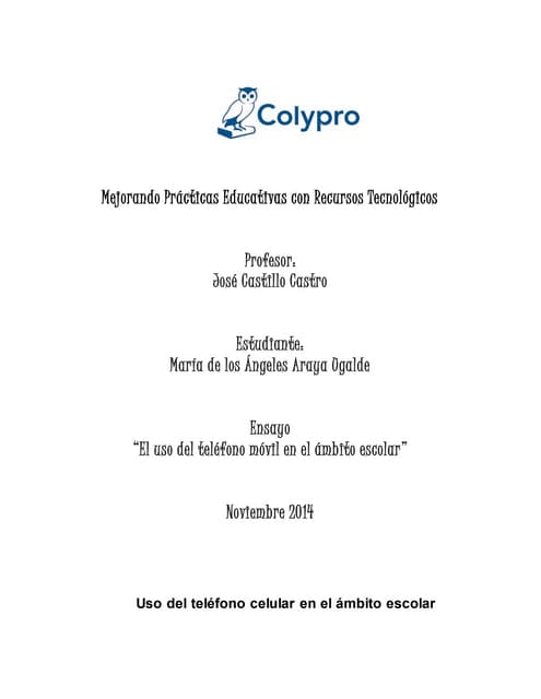 Ensayo uso del télefono movil en el...