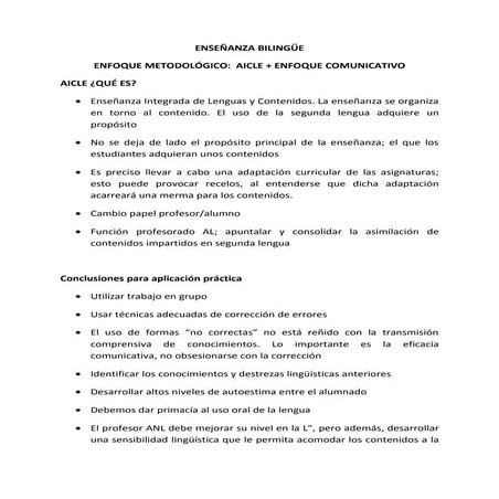 Enseñanza bilingüe resumen