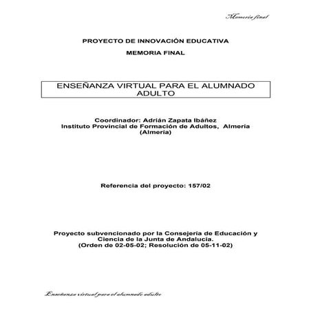 Enseñanza virtual para el alumno Adulto
