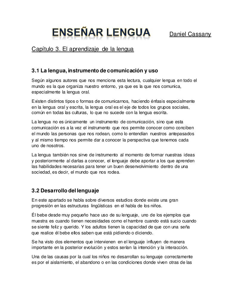 Hay Que Enseñar A Hablar Daniel Cassany