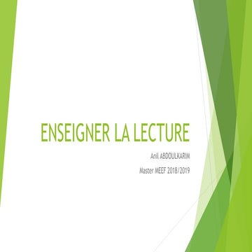 Enseigner la lecture anil abdoulkarim | PPTX