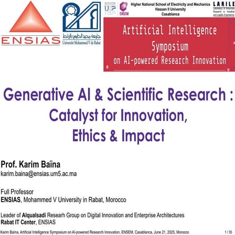 Generative AI & Scientific Research : Catalyst for Innovation, Ethics ...