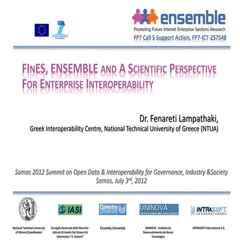 FInES, ENSEMBLE and A Scientific Perspective For Enterprise Interoperability