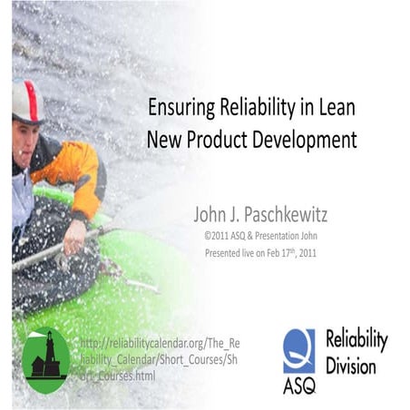 Ensuring reliability in lean new product development part1of2