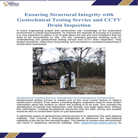 Ensuring Structural Integrity with Geotechnical Testing Service and CCTV Drai...