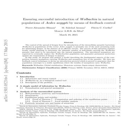 Ensuring successful introduction of Wolbachia in natural populations of Aedes...