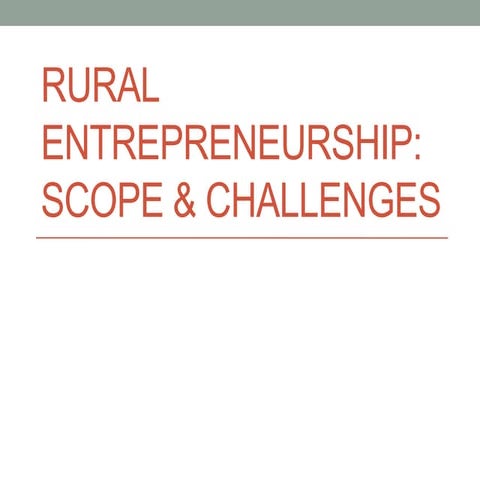 Rural Enterprenurship: Role of Government  