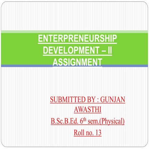 Enterpreneurship Development Assignment on making business unique and convert...