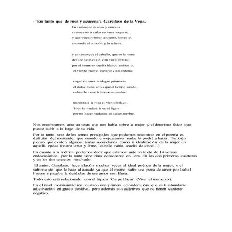 En tanto que de rosa y azucena; garcilaso de la vega