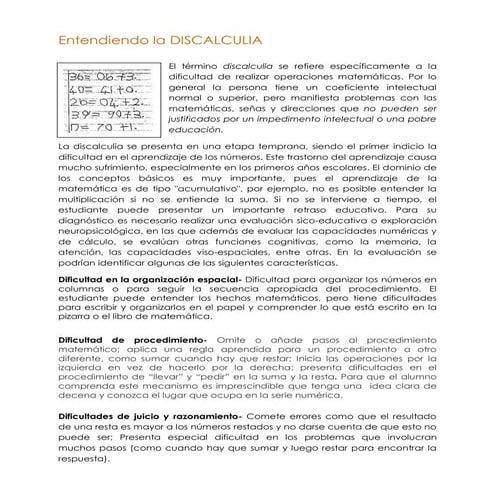 Entendiendo la discalculia