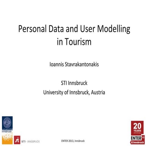 Personal Data and User Modelling in Tourism